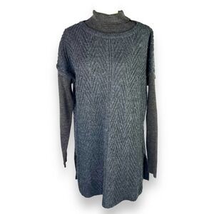 Woolrich Woman’s Sweater Sz L Wool Blend Turtleneck Gray Chunky Knit